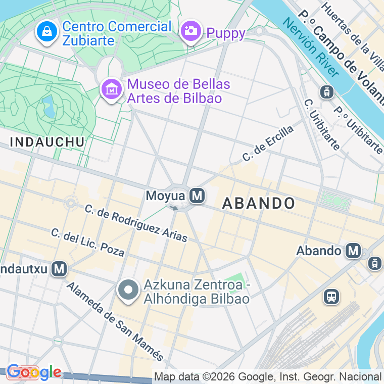 Código postal de Ercilla   (impares del 1 al 21)  (pares del 2 al 22) en Bilbao