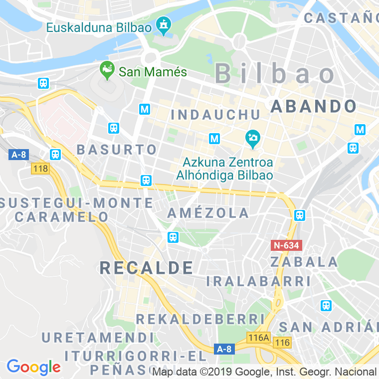 Código Postal calle Autonomia   (Pares Del 26 Al 44) en Bilbao