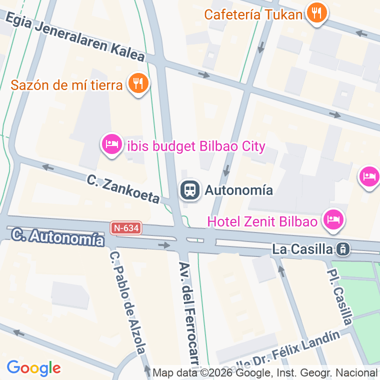 Código postal de Autonomia   (pares del 26 al 44) en Bilbao