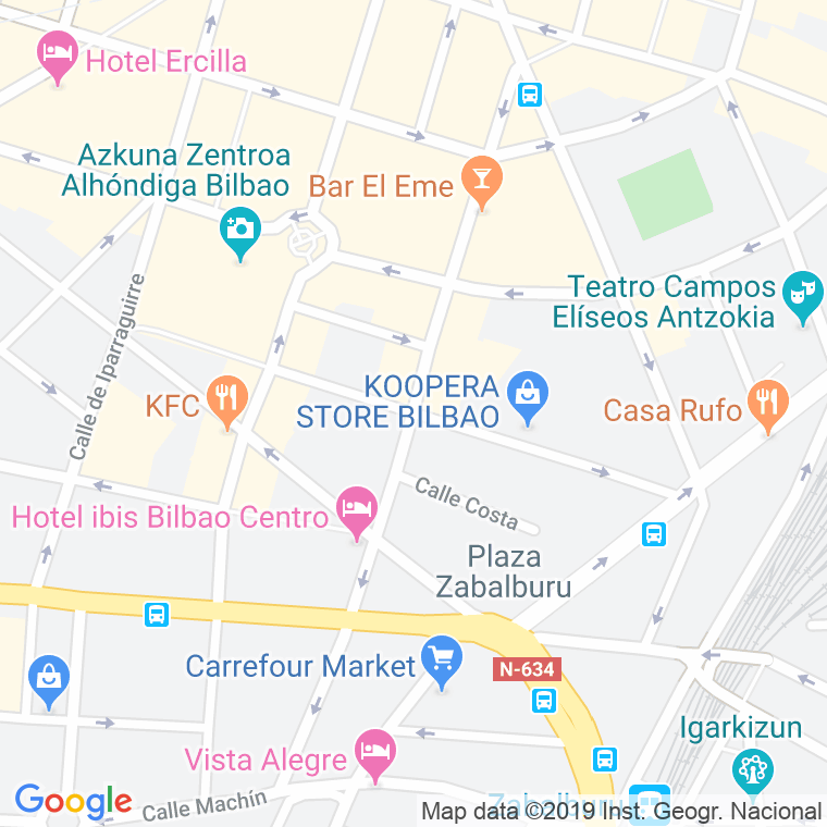 Código Postal calle General Concha   (Impares Del 9 Al 25)  (Pares Del 14 Al 30) en Bilbao