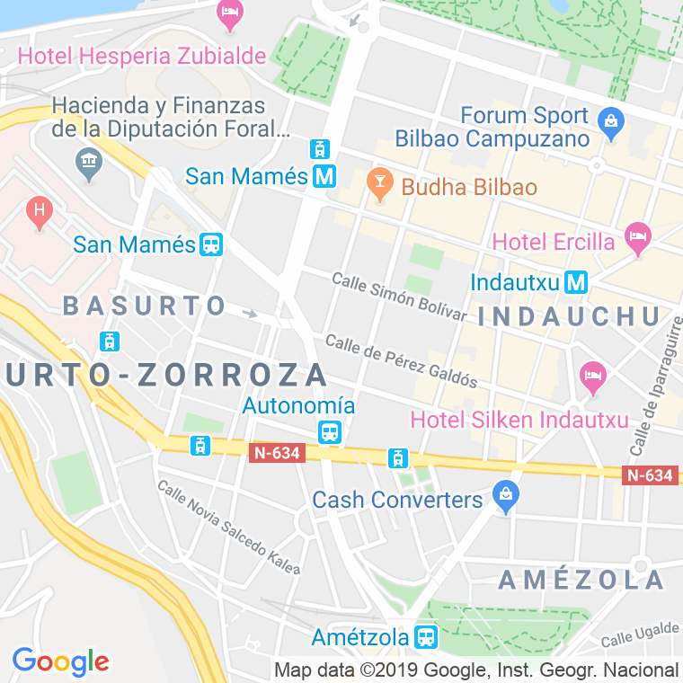 Código Postal calle Perez Galdos   (Impares Del 1 Al 45)  (Pares Del 2 Al 46) en Bilbao