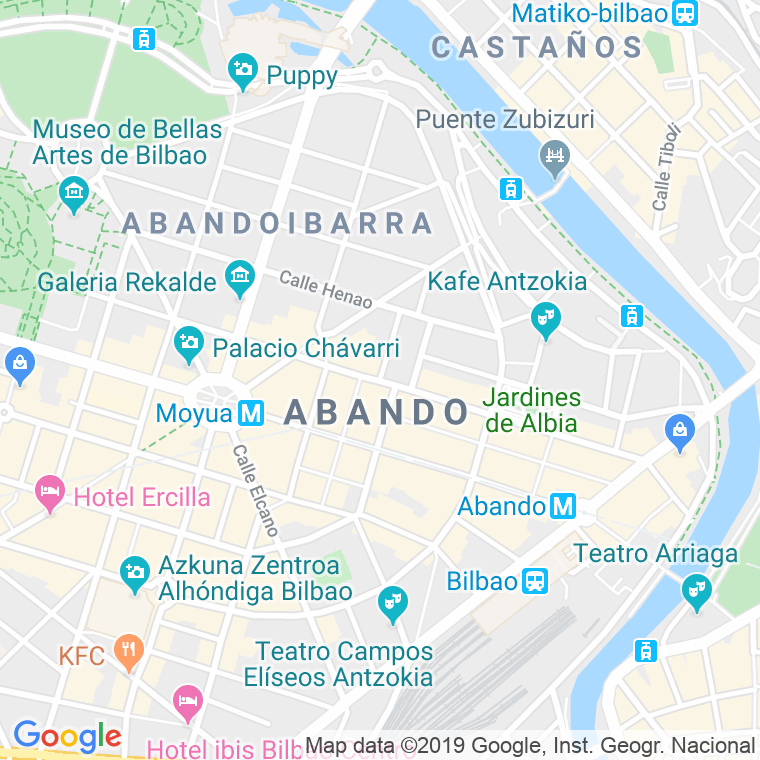 Código Postal calle Colon De Larreategui   (Impares Del 43 Al Final)  (Pares Del 46 Al Final) en Bilbao