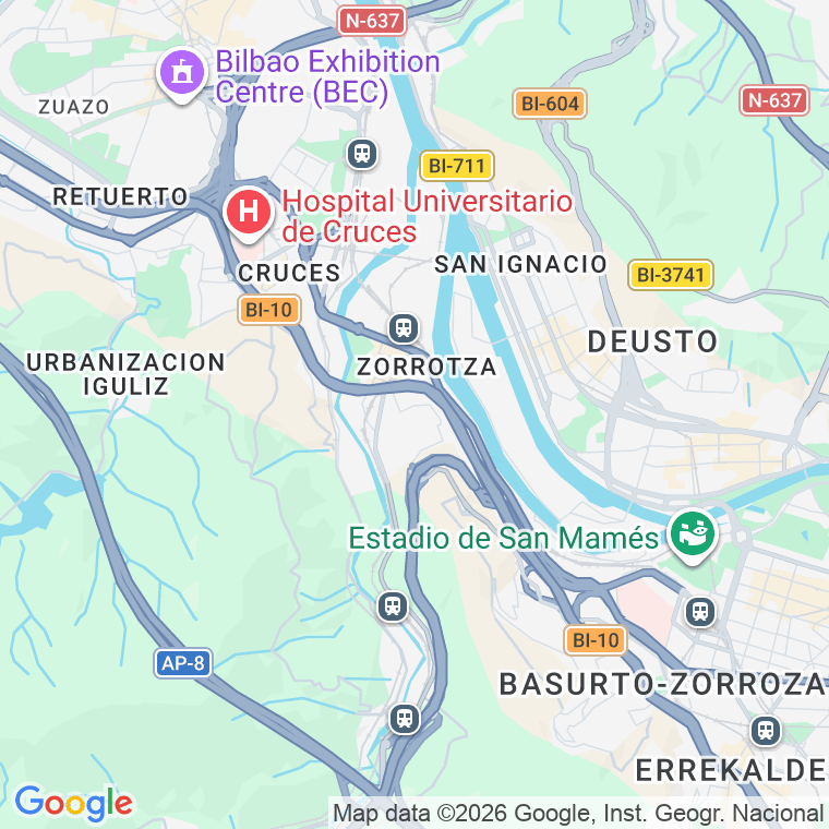 Código postal de Sabino Arana, Avenida (impares del 1 al 59)  (pares del 2 al 42) en Bilbao