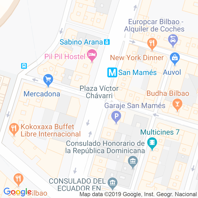 Código Postal calle Victor Chavarri, plaza en Bilbao
