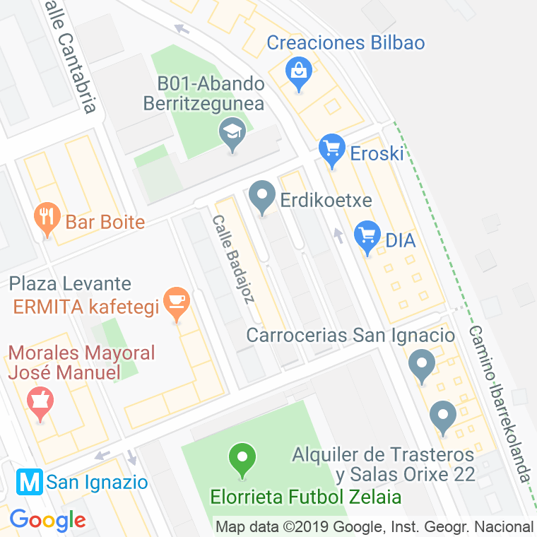 Código Postal calle Caceres en Bilbao