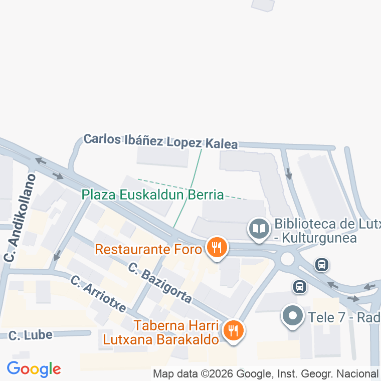 Código postal de Plaza Euskaldun Berria en San Vicente de Barakaldo