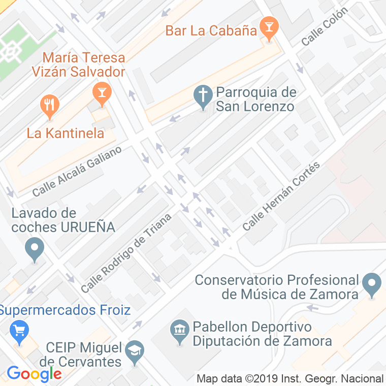 Código Postal calle Rodrigo De Triana en Zamora