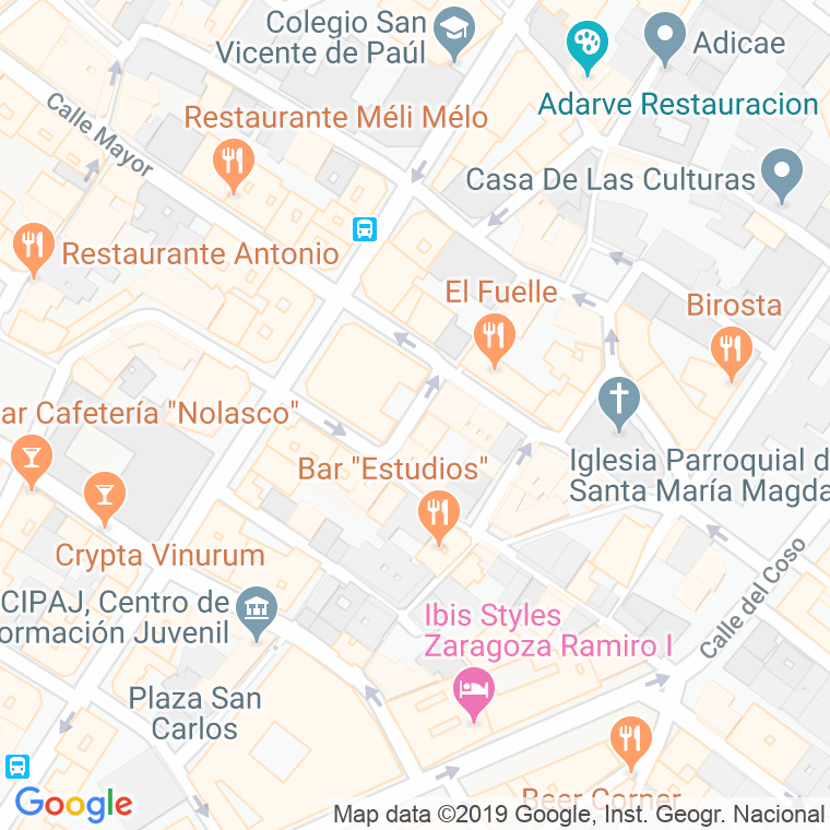 Código Postal calle Pedro Calixto Ramirez en Zaragoza