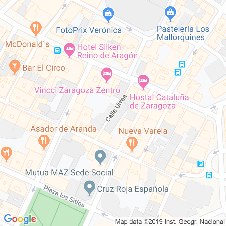 Código Postal calle Urrea en Zaragoza