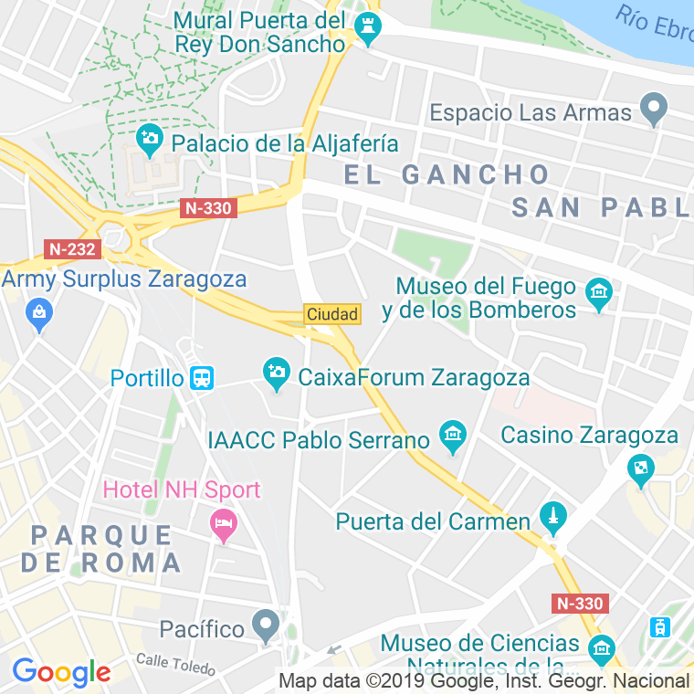 Código Postal calle Maria Agustin, paseo (Impares Del 89 Al Final)  (Pares Del 64 Al Final) en Zaragoza