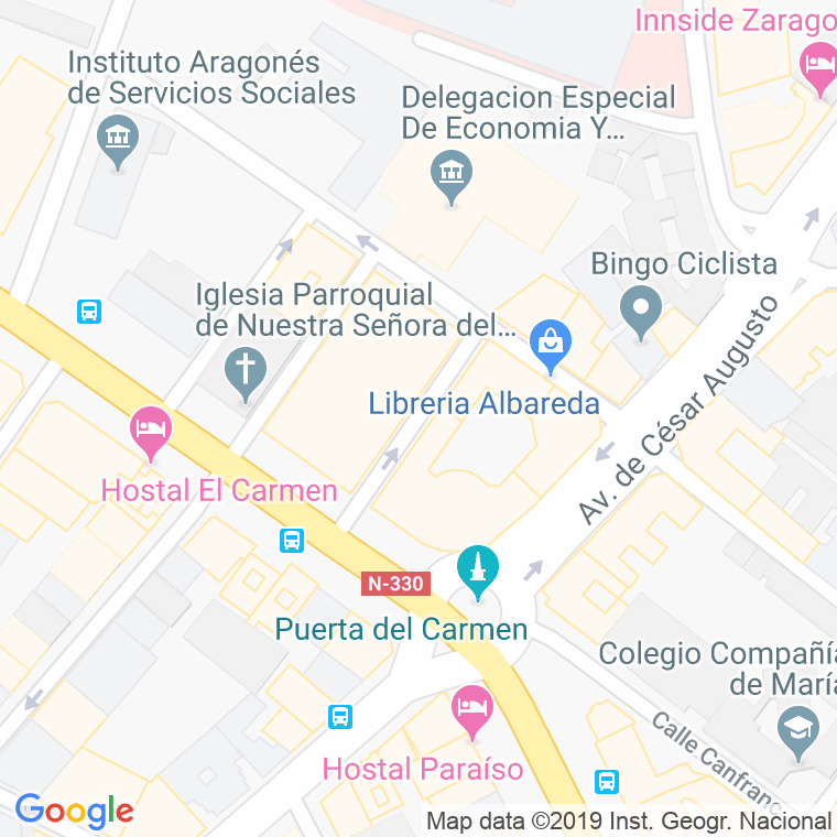 Código Postal calle Jose Paricio Frontiñan en Zaragoza