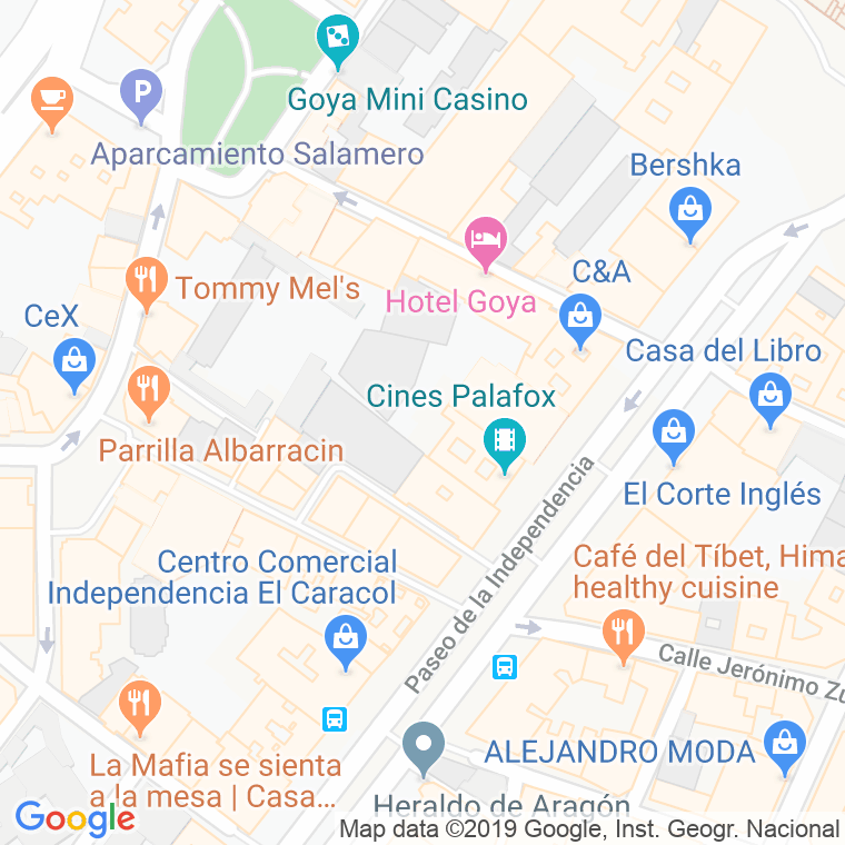 Código Postal calle Palafox, pasaje en Zaragoza
