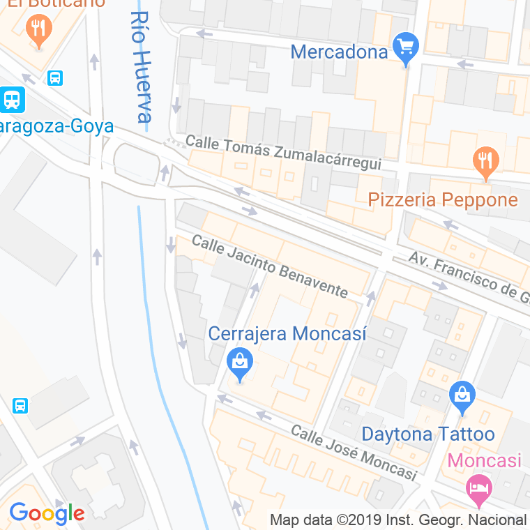 Código Postal calle Jacinto Benavente en Zaragoza