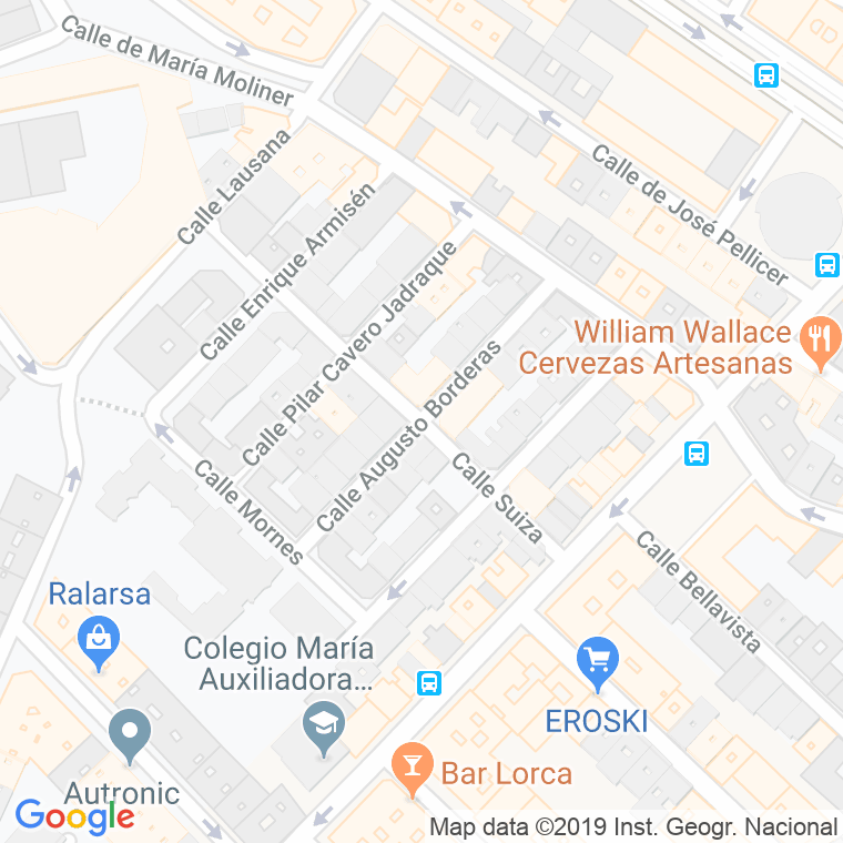 Código Postal calle Augusto Borderas en Zaragoza