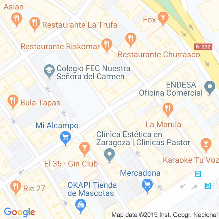 Código Postal calle Maria Lostal en Zaragoza