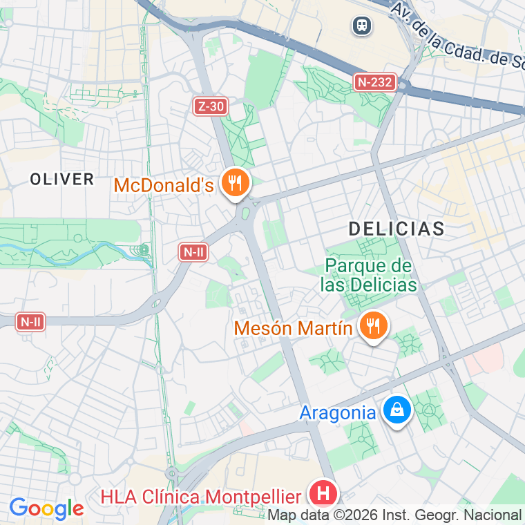 Código postal de Hispanidad, Via (impares del 1 al 23)  (pares del 2 al 58) en Zaragoza