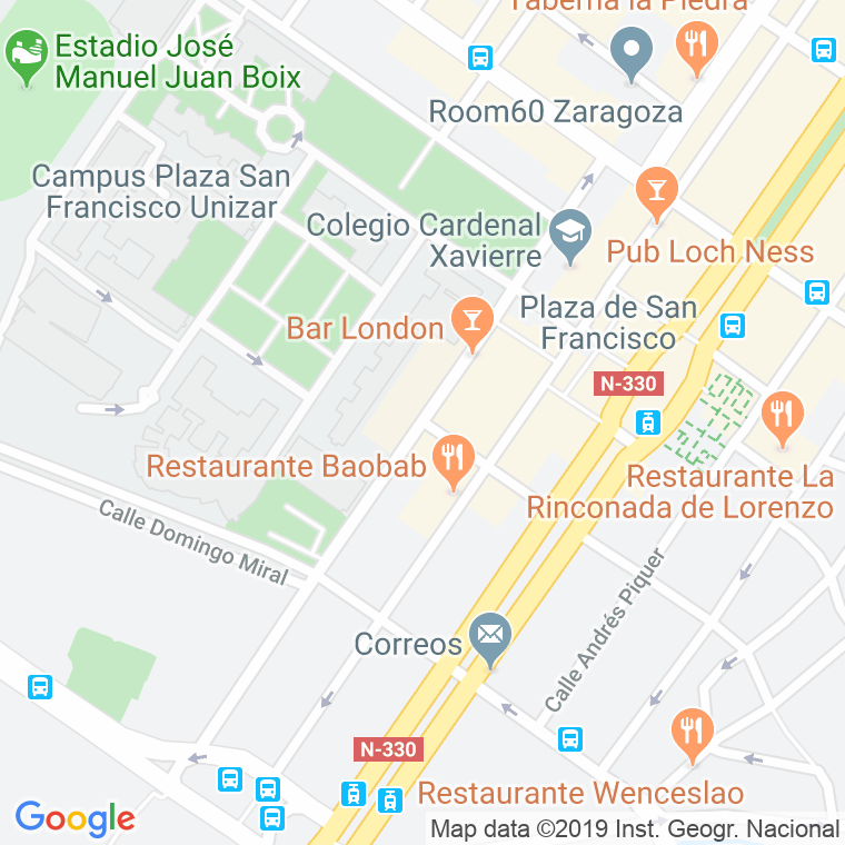 Código Postal calle Pedro Cerbuna en Zaragoza