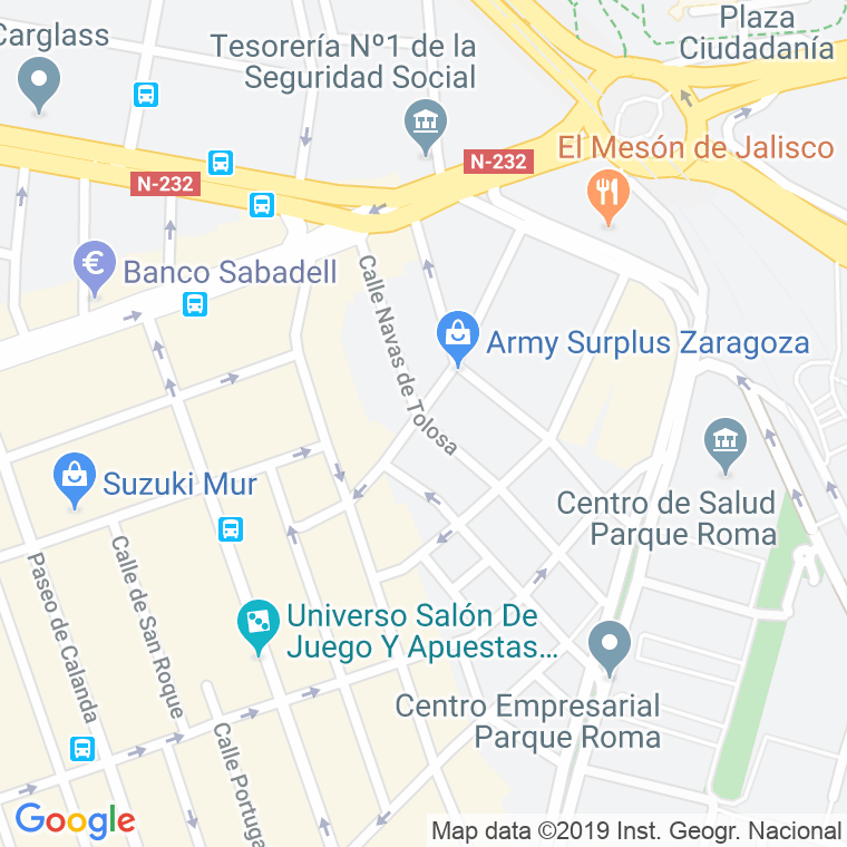 Código Postal calle Navas De Tolosa en Zaragoza