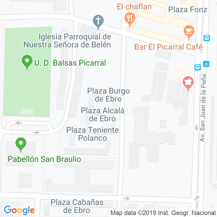 Código Postal calle Burgo De Ebro, plaza en Zaragoza