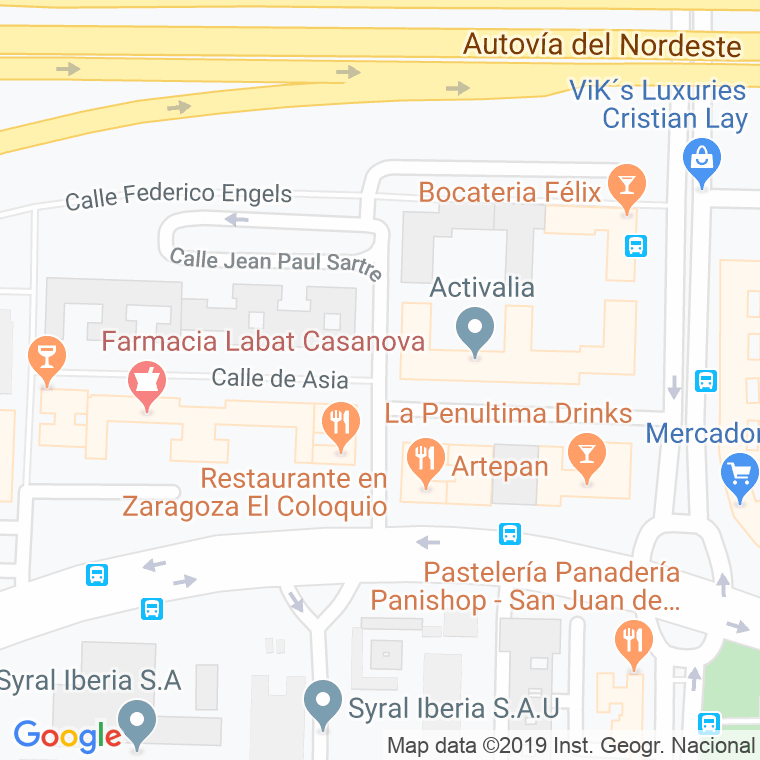 Código Postal calle Jean Paul Sartre en Zaragoza