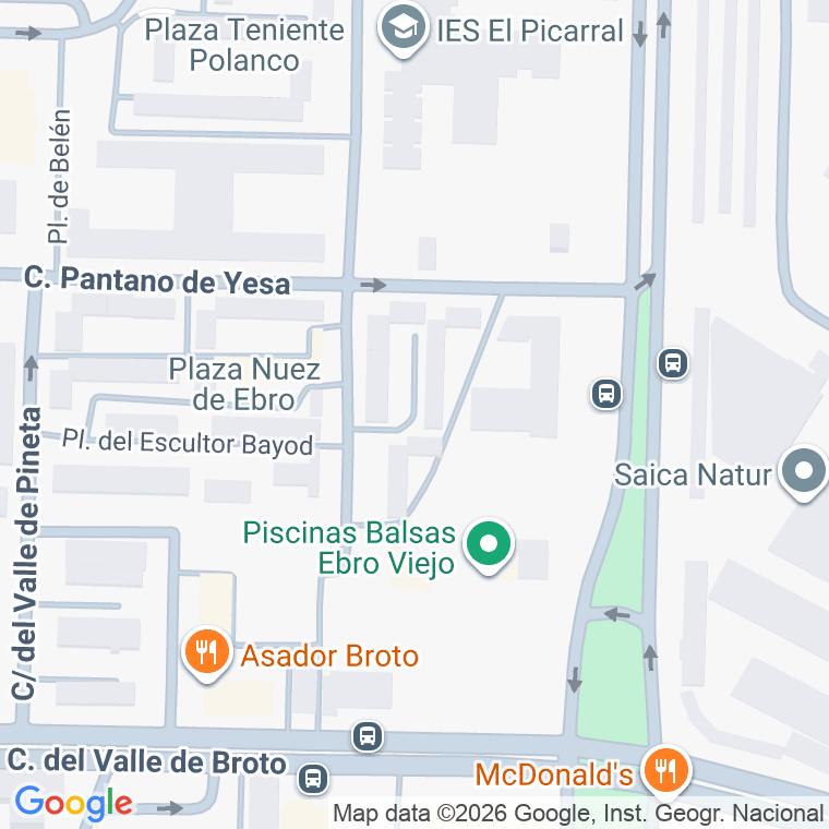 Código postal de Villafranca de Ebro, Plaza en Zaragoza