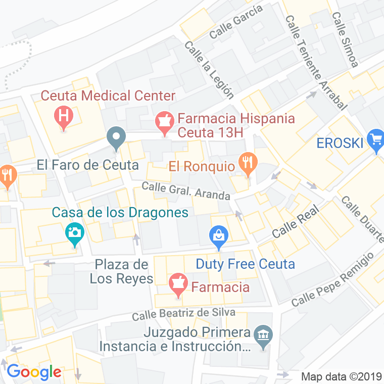 Código Postal calle General Aranda en Ceuta