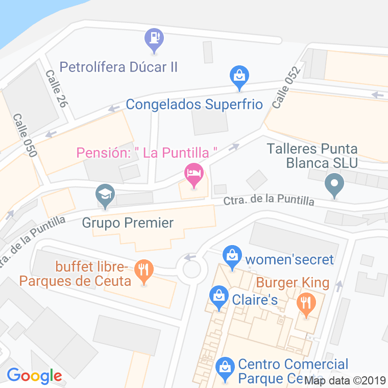 Código Postal calle Barriada La Puntilla en Ceuta
