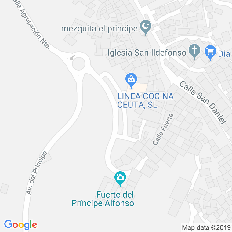 Código Postal calle Fuerte Principe Alfonso en Ceuta