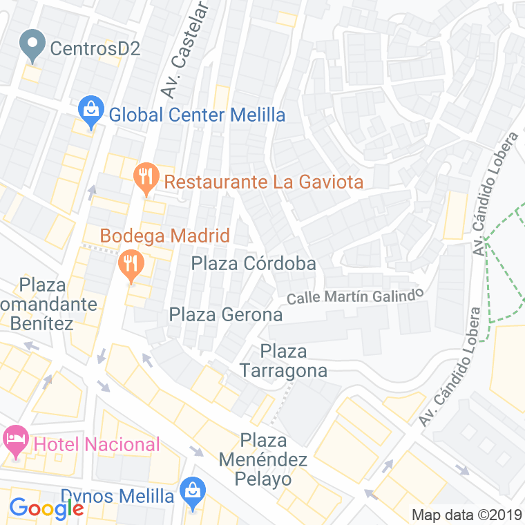 Código Postal calle Cordoba, plazuela en Melilla