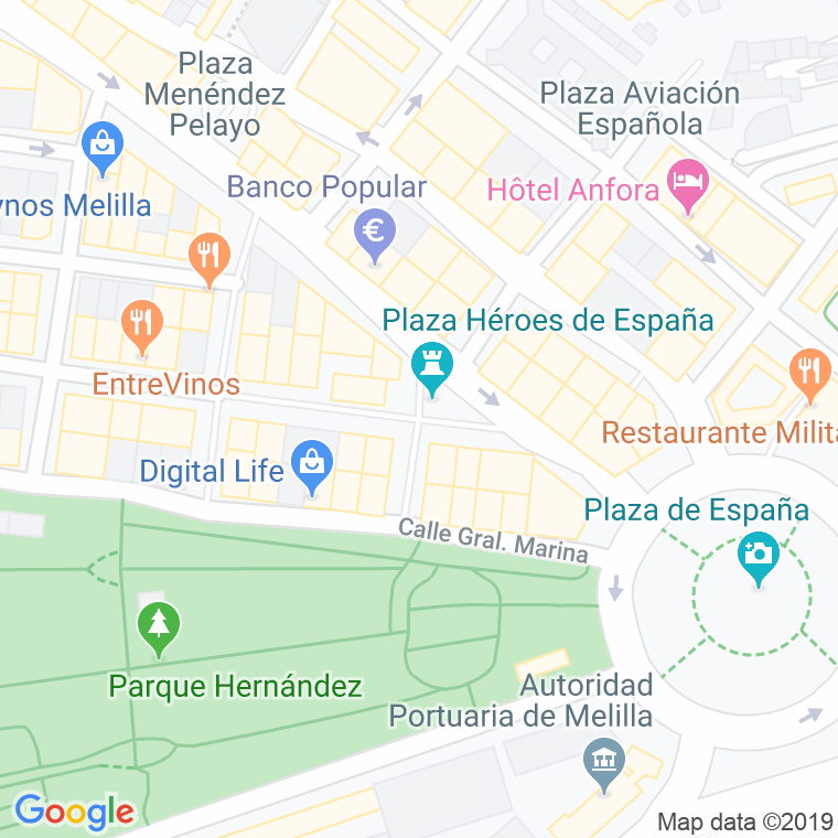 Código Postal calle Heroes De España, plaza en Melilla