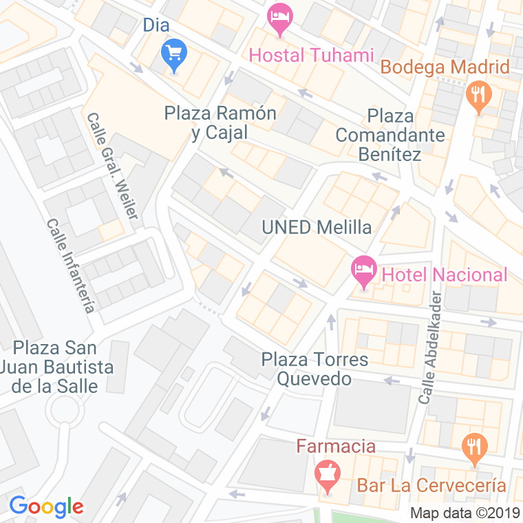 Código Postal calle Cardenal Cisneros en Melilla