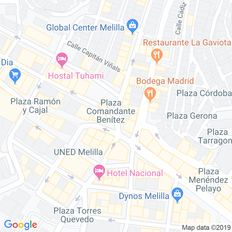 Código Postal calle Comandante Benitez, plaza en Melilla