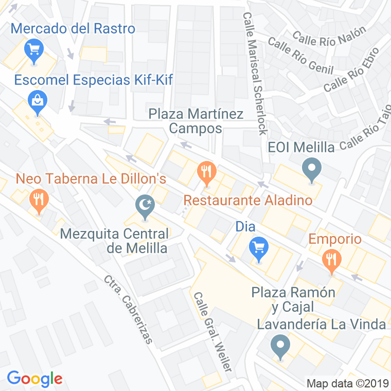 Código Postal calle Hidalgo Cisneros en Melilla