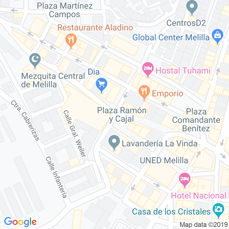 Código Postal calle Ramon Y Cajal, plaza en Melilla