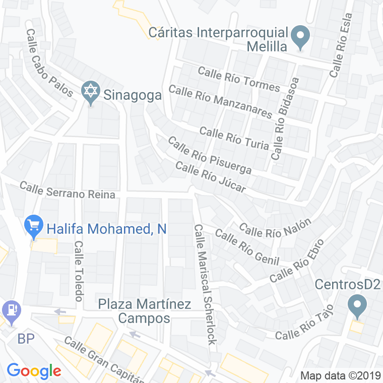 Código Postal calle Rio Odiel en Melilla