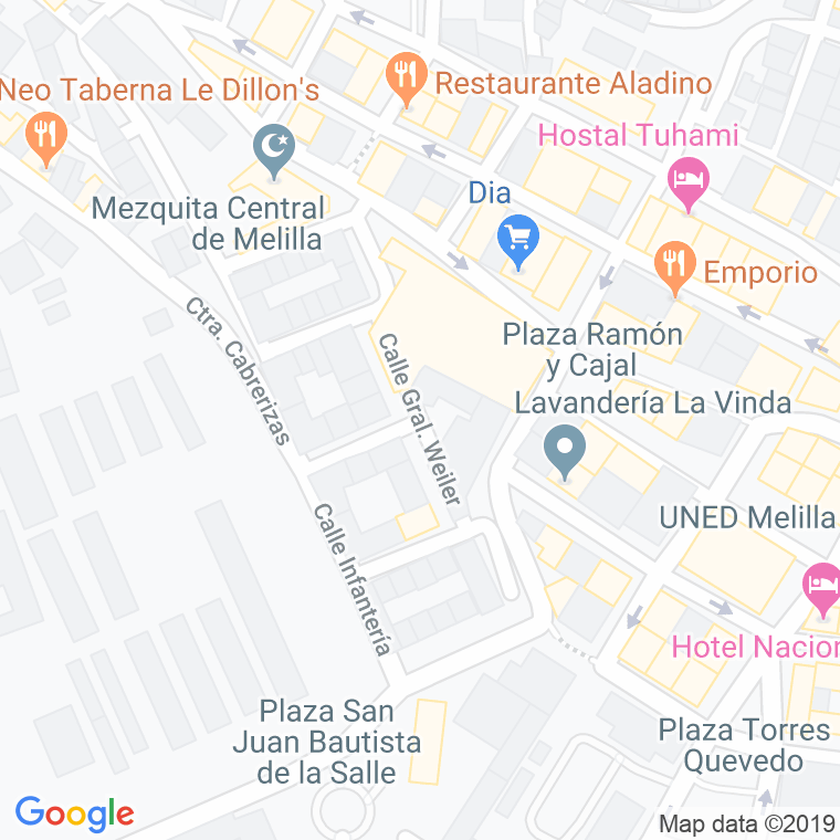 Código Postal calle Zabala Y Gallardo en Melilla