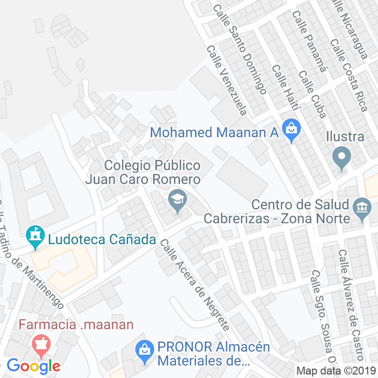 Código Postal calle Canteras Pablo Perez en Melilla