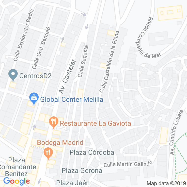 Código Postal calle Curruquero, acera (Impares Del 1 Al Final)  (Pares Del 2 Al Final) en Melilla
