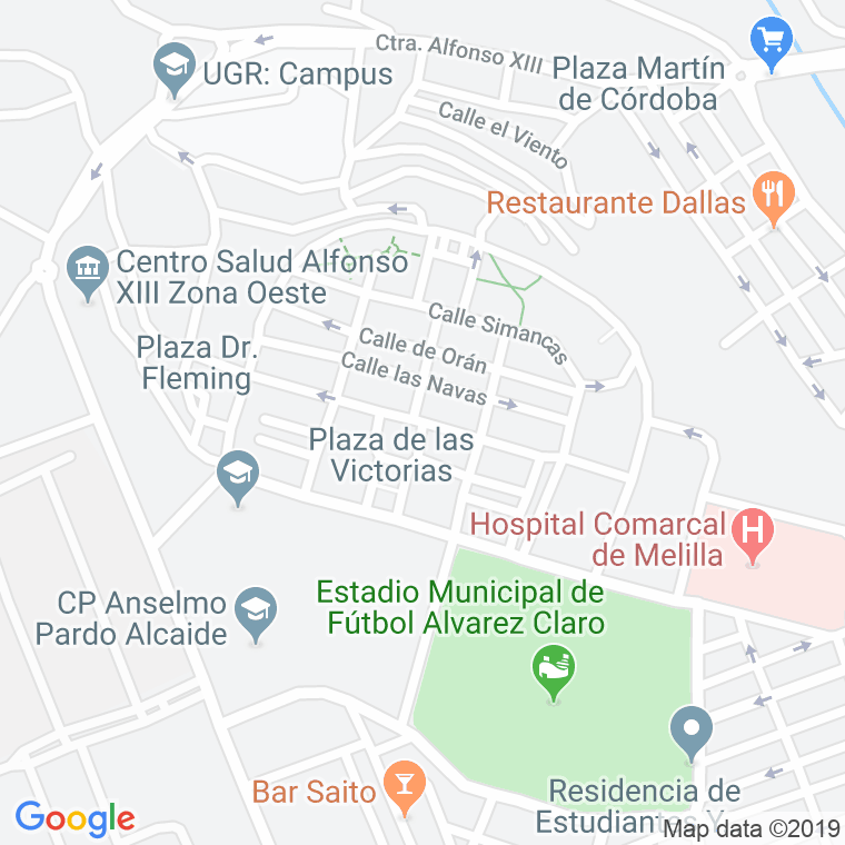 Código Postal calle Covadonga en Melilla
