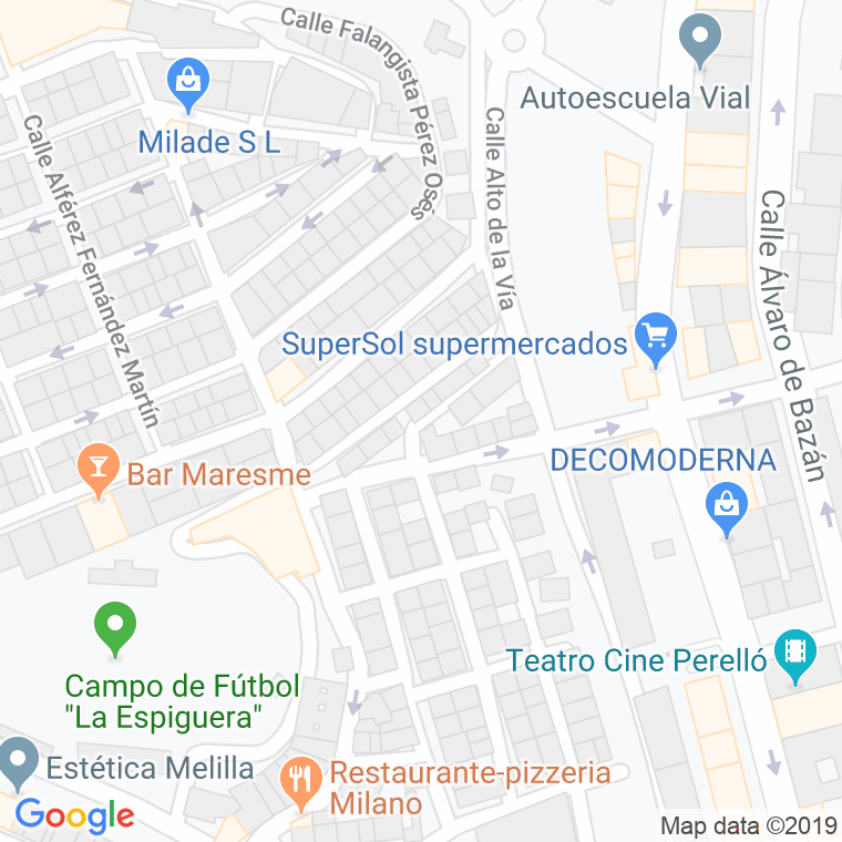 Código Postal calle Falangista Meliveo en Melilla