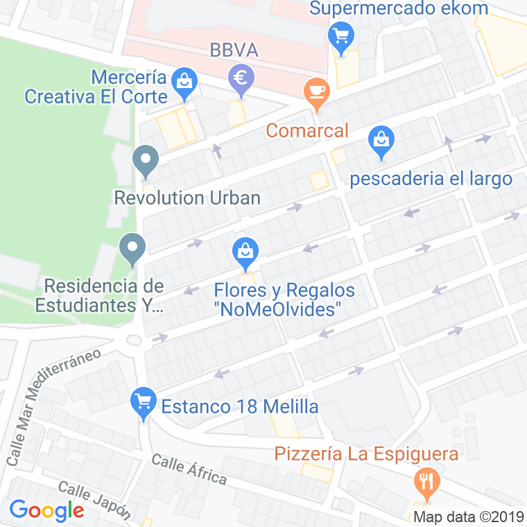 Código Postal calle General Moscardo en Melilla