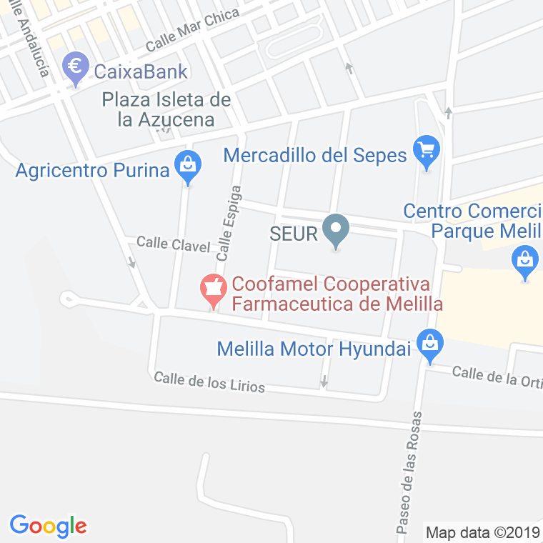 Código Postal calle Hortensia en Melilla
