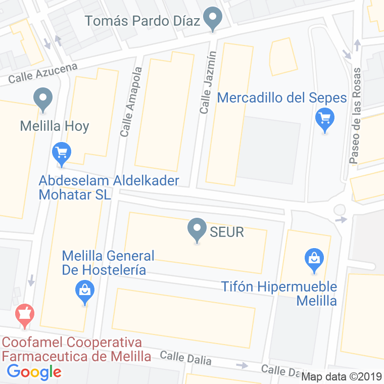Código Postal calle Poligono Las Margaritas en Melilla
